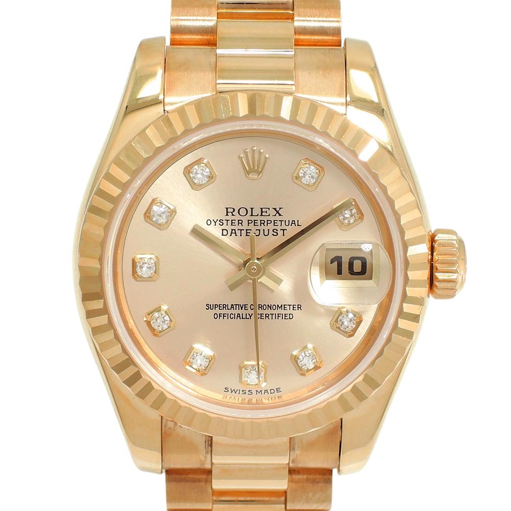 ROLEX Oyster Perpetual Date Just 18K 금통 기계식자동 여성용 26mm 179178G 보관품