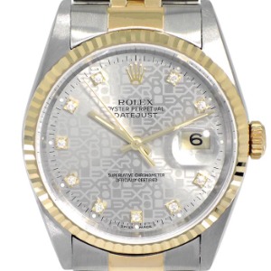 ROLEX Oyster Perpetual Date Just 회색컴퓨터판 18K 콤비 기계식자동 남성용 36mm 16233G