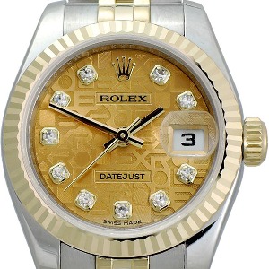 ROLEX Oyster Perpetual Date Just 컴퓨터판 18K 콤비 기계식자동 여성용 26mm 179173G