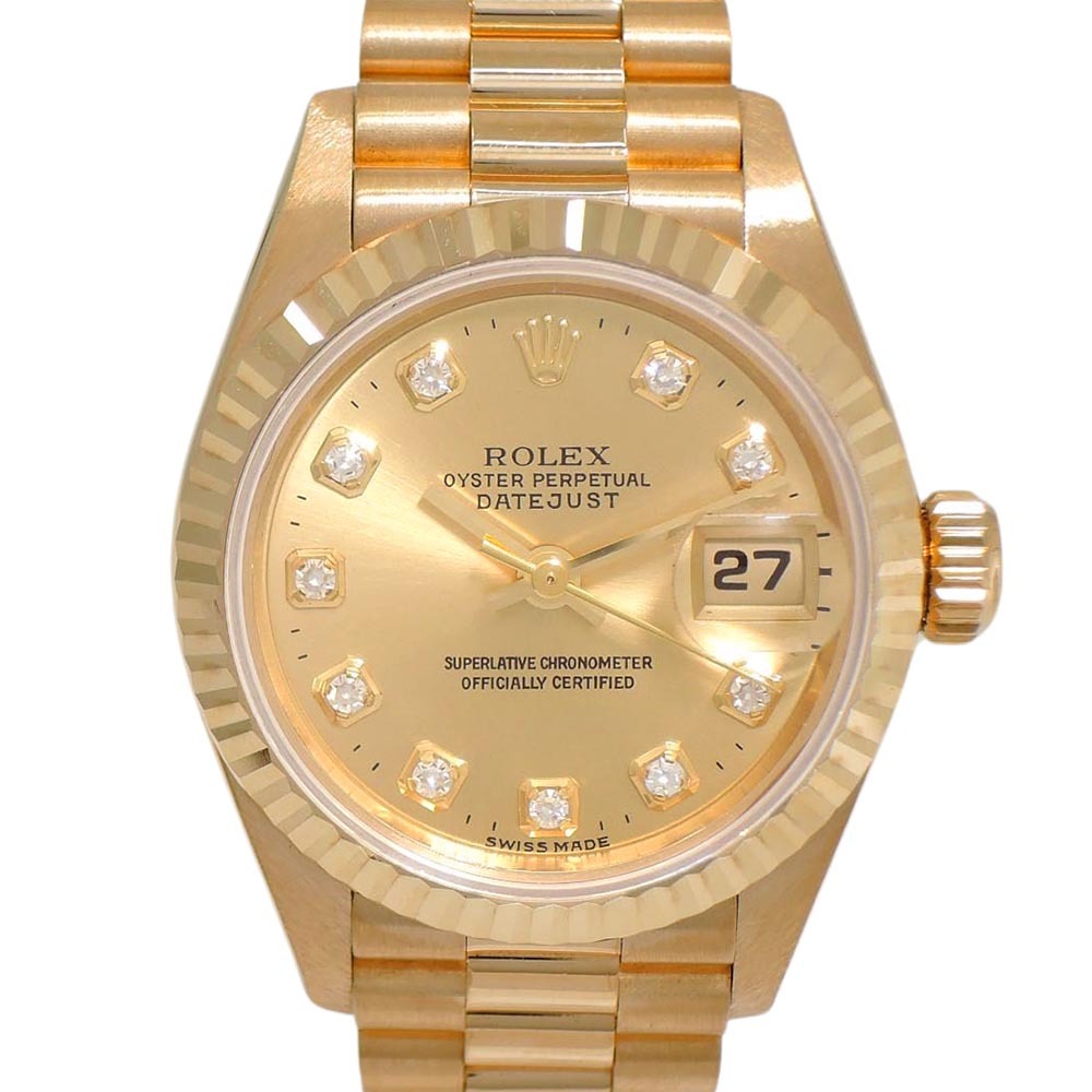 ROLEX Oyster Perpetual Date Just 18K 금통 기계식자동 여성용 26mm 69178G
