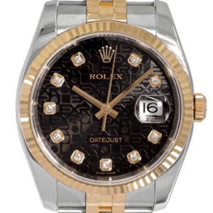 ROLEX Oyster Perpetual Date Just 컴퓨터판 18K Rose Gold 콤비 기계식자동 남성용 36mm 116231G