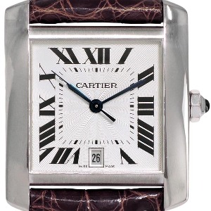 CARTIER Tank Francaise 18K Whtie Gold 기계식자동 남성용 28mm W5001156