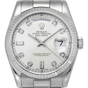 ROLEX Oyster Perpetual Day-Date 18K White Gold 기계식자동 남성용 36mm 118239A