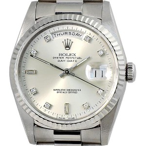 ROLEX Oyster Perpetual Day-Date 18K White Gold 금통 기계식자동 남성용 36mm 18239A