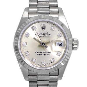 ROLEX Oyster Perpetual Date Just 18K White Gold 금통 기계식자동 여성용 26mm 69179G
