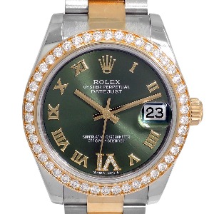 ROLEX Oyster Perpetual Date Just 18K 콤비 기계식자동 Olive Green Dial 여성용 31mm 178383RBR